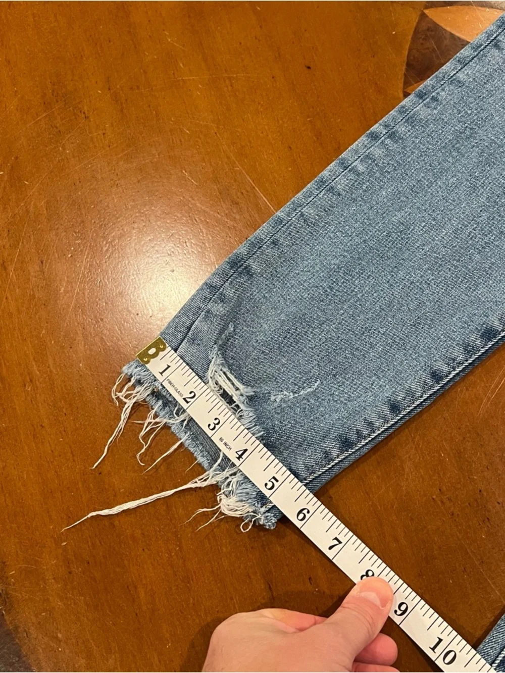 Good‎ American Good Legs Skinny Cropped Jeans Light Blue 8/29 Chewed Hem Denim